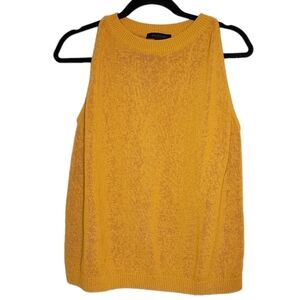 Ann Taylor Stretchy Knit Sleeveless Sweater Golden Yellow Marigold Size XL